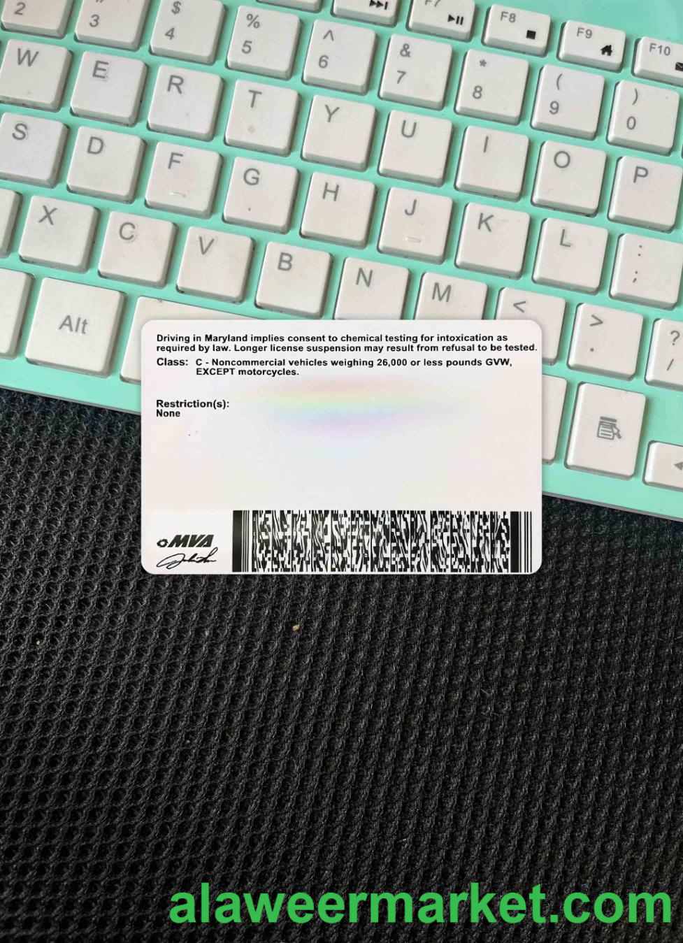 USA Maryland driving license 2003-2016 photolook BACK